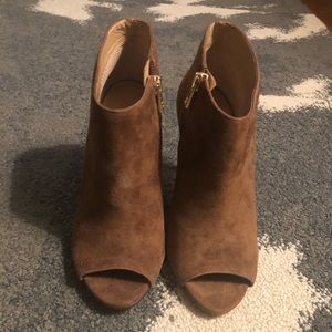 Ann Taylor - Brown Suede Peep-toe Ankle Booties